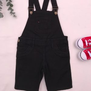 Overol short drill de niño negro